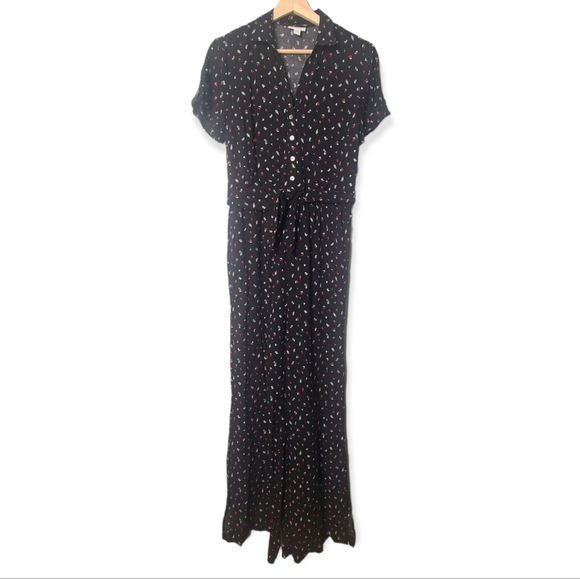 J. Jill Floral Print Tie Waist Short Sleeve Jumpsuit - Picture 2 of 6